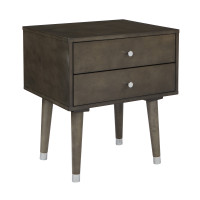 OSP Home Furnishings CUP082-GRY Cupertino Side Table w/ 2 Drawers in Grey Finish and Legs